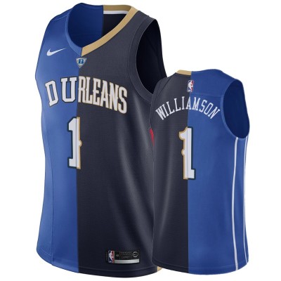 Nike New Orleans Pelicans #1 Zion Williamson Men's Duke Blue Split NBA Jersey Men's